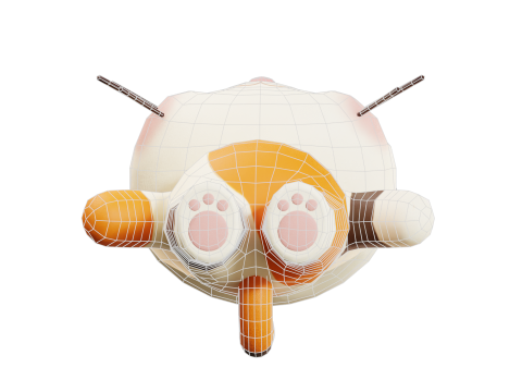 Çizgi Film Kedi Chibi Kawaii Karakteri Armalı Animasyonlu 3D Model