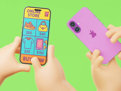 Мультфильм "Руки держат стилизованный смартфон" 3D Модель