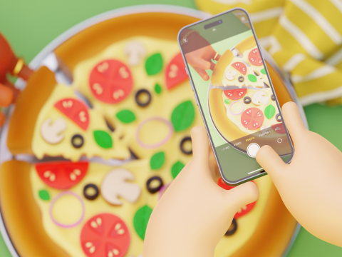 Мультфильм "Руки держат стилизованный смартфон" 3D Модель