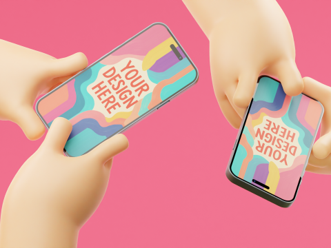 Мультфильм "Руки держат стилизованный смартфон" 3D Модель