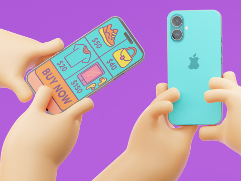 Мультфильм "Руки держат стилизованный смартфон" 3D Модель