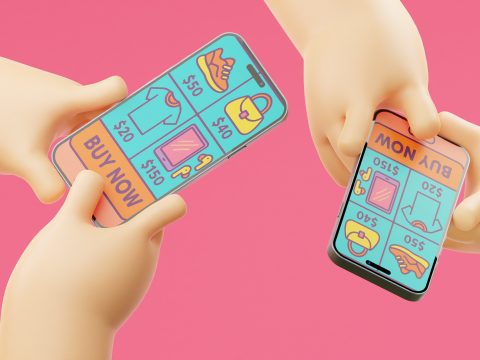 Мультфильм "Руки держат стилизованный смартфон" 3D Модель