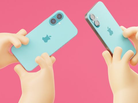 Мультфильм "Руки держат стилизованный смартфон" 3D Модель