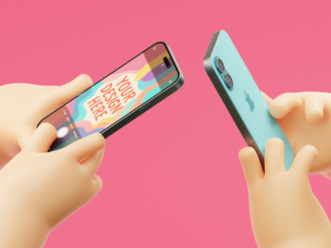 Мультфильм "Руки держат стилизованный смартфон" 3D Модель