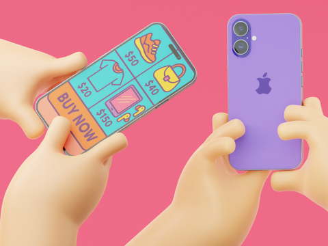 Мультфильм "Руки держат стилизованный смартфон" 3D Модель