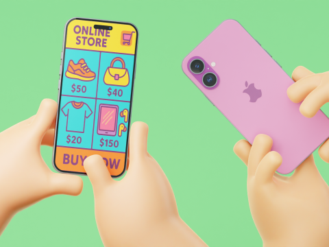 Мультфильм "Руки держат стилизованный смартфон" 3D Модель