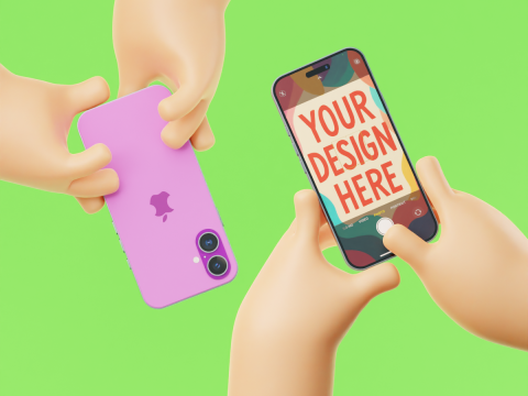 Мультфильм "Руки держат стилизованный смартфон" 3D Модель