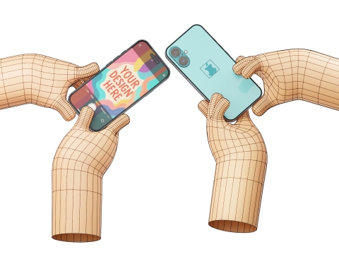 Мультфильм "Руки держат стилизованный смартфон" 3D Модель