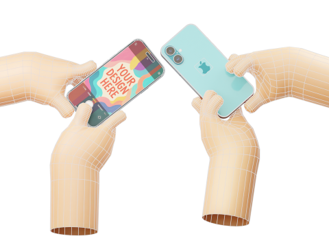 Мультфильм "Руки держат стилизованный смартфон" 3D Модель