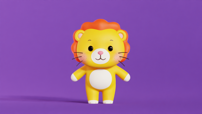 Personaggio dei cartoni animati di leone Chibi Kawaii Modello 3D .c4d .max .obj .3ds .fbx .stl .blend