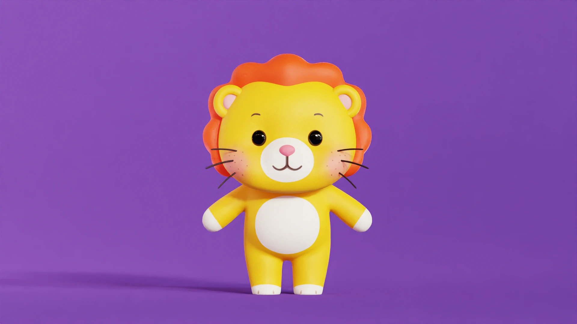 Lion Cartoon Character Chibi Kawaii 3D Model .c4d .max .obj .3ds .fbx .stl .blend 