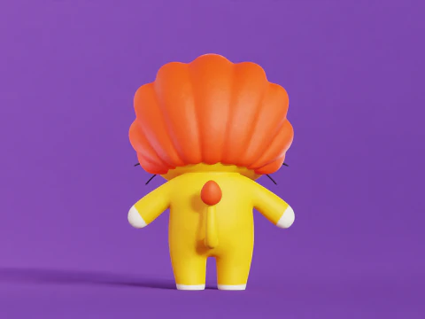 Lion Cartoon Character Chibi Kawaii 3D Model