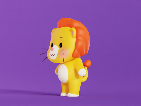 Personaggio dei cartoni animati di leone Chibi Kawaii Modello 3D