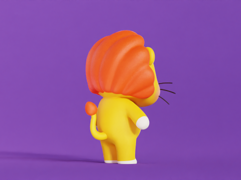 Personaggio dei cartoni animati di leone Chibi Kawaii Modello 3D