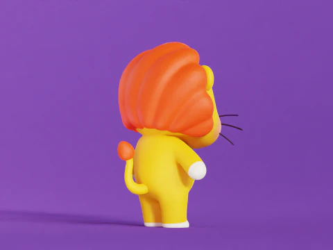 Lion Cartoon Character Chibi Kawaii 3D Model