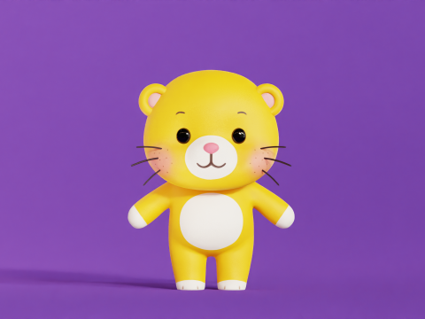Personaggio dei cartoni animati di leone Chibi Kawaii Modello 3D