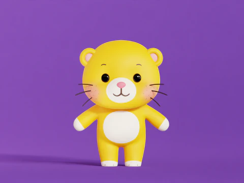 Lion Cartoon Character Chibi Kawaii 3D Model