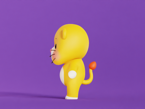 Personaggio dei cartoni animati di leone Chibi Kawaii Modello 3D