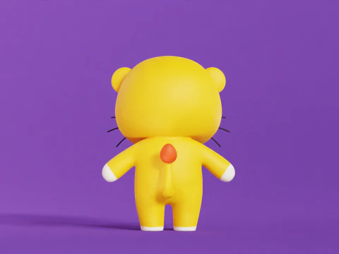 Lion Cartoon Character Chibi Kawaii 3D Model