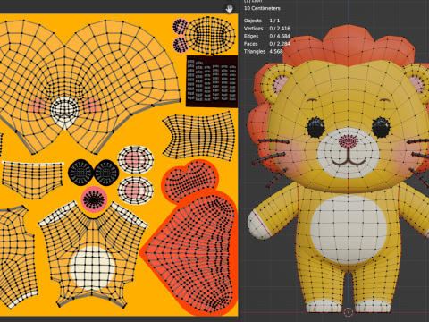Personaggio dei cartoni animati di leone Chibi Kawaii Modello 3D
