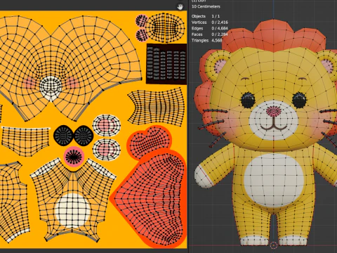 Lion Cartoon Character Chibi Kawaii 3D Model
