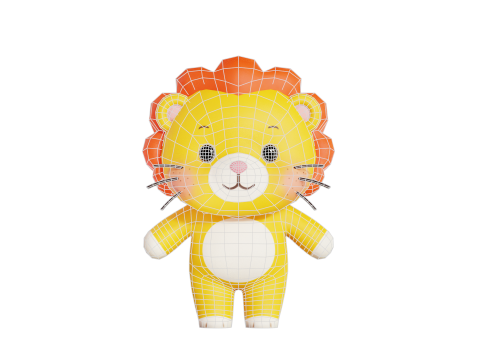 Personaggio dei cartoni animati di leone Chibi Kawaii Modello 3D