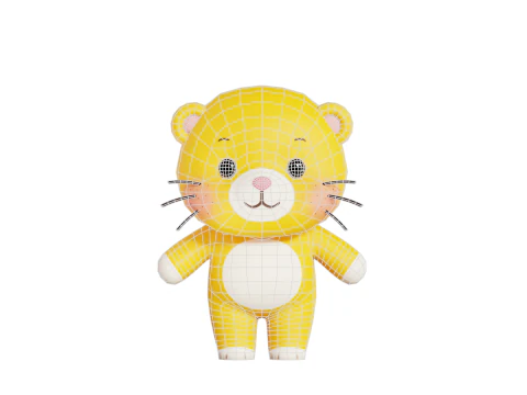 Lion Cartoon Character Chibi Kawaii 3D Model