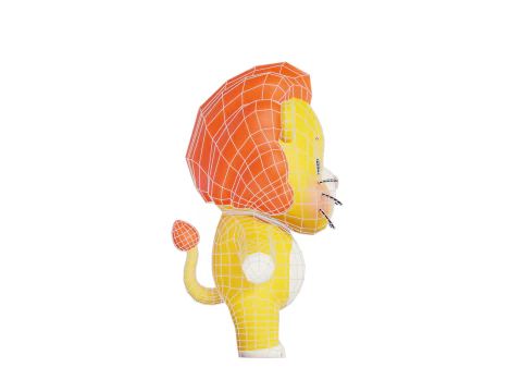 Lion Cartoon Character Chibi Kawaii 3D Model
