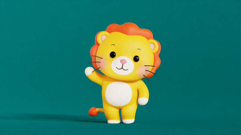 Leone personaggio dei cartoni animati Chibi Kawaii truccato animato Modello 3D .c4d .max .obj .3ds .fbx .stl .blend