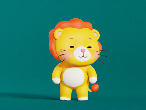 Leone personaggio dei cartoni animati Chibi Kawaii truccato animato Modello 3D