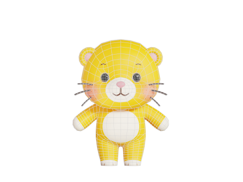 Leone personaggio dei cartoni animati Chibi Kawaii truccato animato Modello 3D