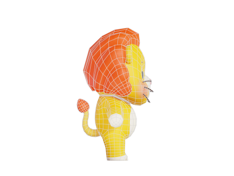 Leone personaggio dei cartoni animati Chibi Kawaii truccato animato Modello 3D