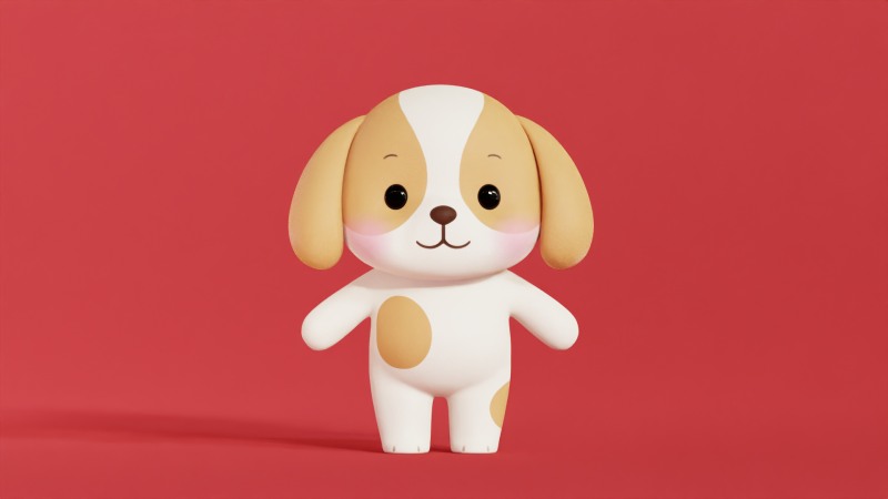 Hundecharakter Cartoon Chibi Kawaii 3D Modell .c4d .max .obj .3ds .fbx .stl .blend