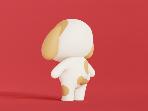 Собака Персонаж Мультфильма Чиби Каваи 3D Модель