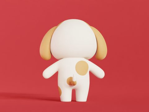 Собака Персонаж Мультфильма Чиби Каваи 3D Модель