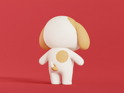 Собака Персонаж Мультфильма Чиби Каваи 3D Модель