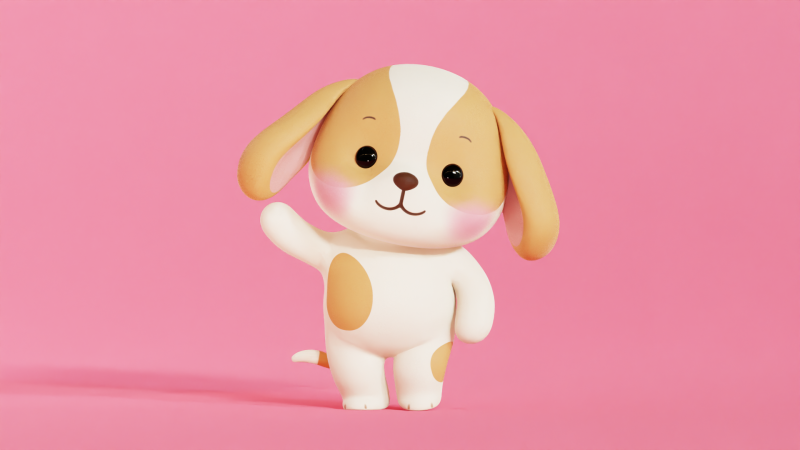 Hond karakter cartoon Chibi Kawaii opgetuigd geanimeerd 3D Model .c4d .max .obj .3ds .fbx .stl .blend 