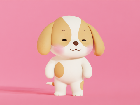 Hond karakter cartoon Chibi Kawaii opgetuigd geanimeerd 3D Model