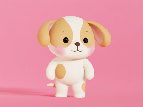 Hond karakter cartoon Chibi Kawaii opgetuigd geanimeerd 3D Model