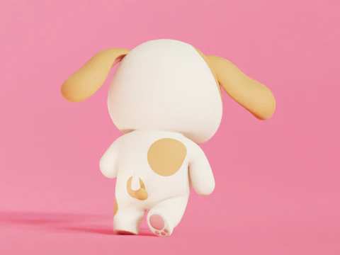 Dog Character Cartoon Chibi Kawaii Rigged Animated 3D Model