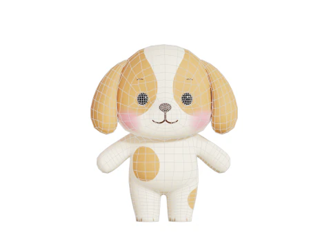 Dog Character Cartoon Chibi Kawaii Rigged Animated 3D Model