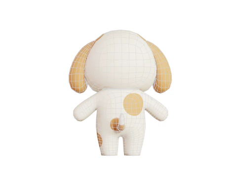 Dog Character Cartoon Chibi Kawaii Rigged Animated 3D Model