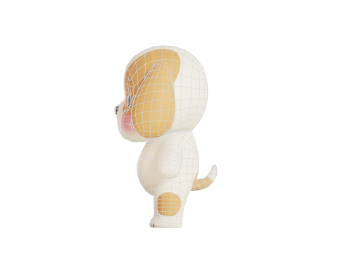 Hond karakter cartoon Chibi Kawaii opgetuigd geanimeerd 3D Model