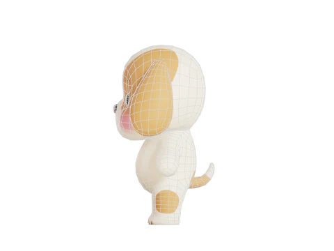 Dog Character Cartoon Chibi Kawaii Rigged Animated 3D Model