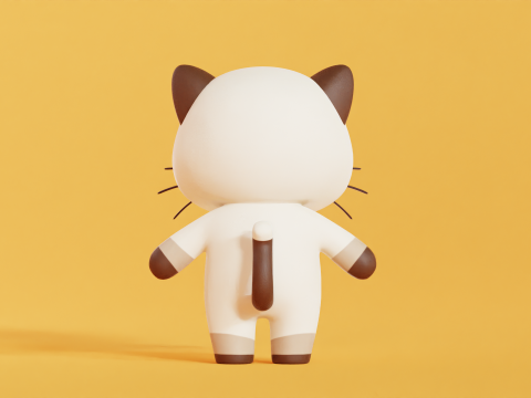 Postać kota z kreskówki syjamski Chibi Kawaii Model 3D