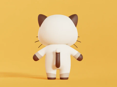 Cat Character Cartoon Siamese Chibi Kawaii 3D Model