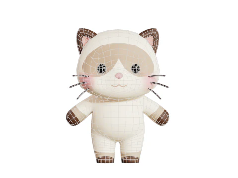 Cat Character Cartoon Siamese Chibi Kawaii 3D Model