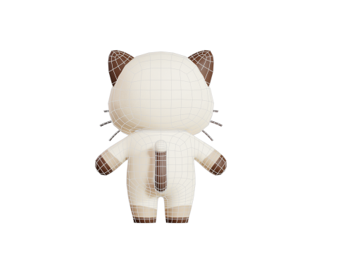 Postać kota z kreskówki syjamski Chibi Kawaii Model 3D