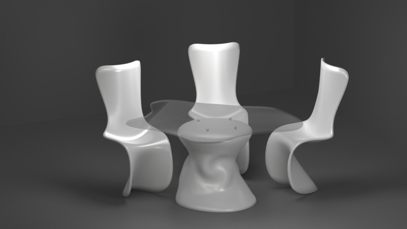 Set of white plastic furniture in the Panton style 3D Modell .c4d .max .obj .3ds .fbx .stl .blend 