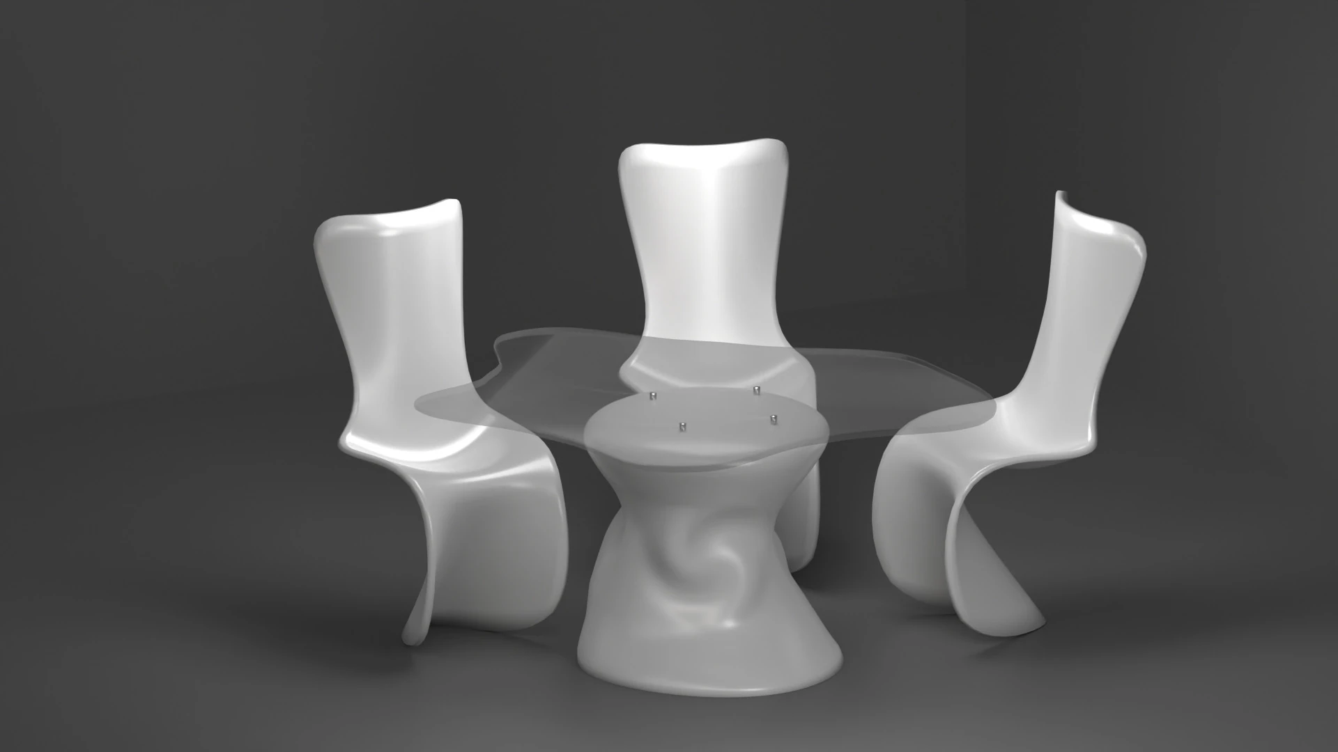 Set of white plastic furniture in the Panton style 3D Model .c4d .max .obj .3ds .fbx .stl .blend